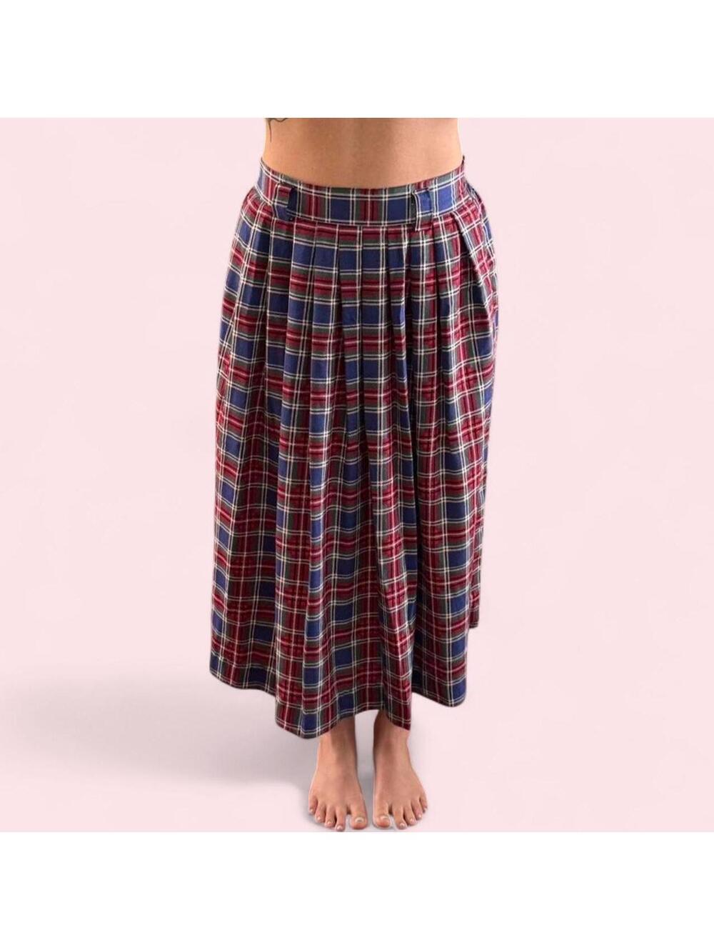 Vintage Briggs New York plaid pleated maxi skirt